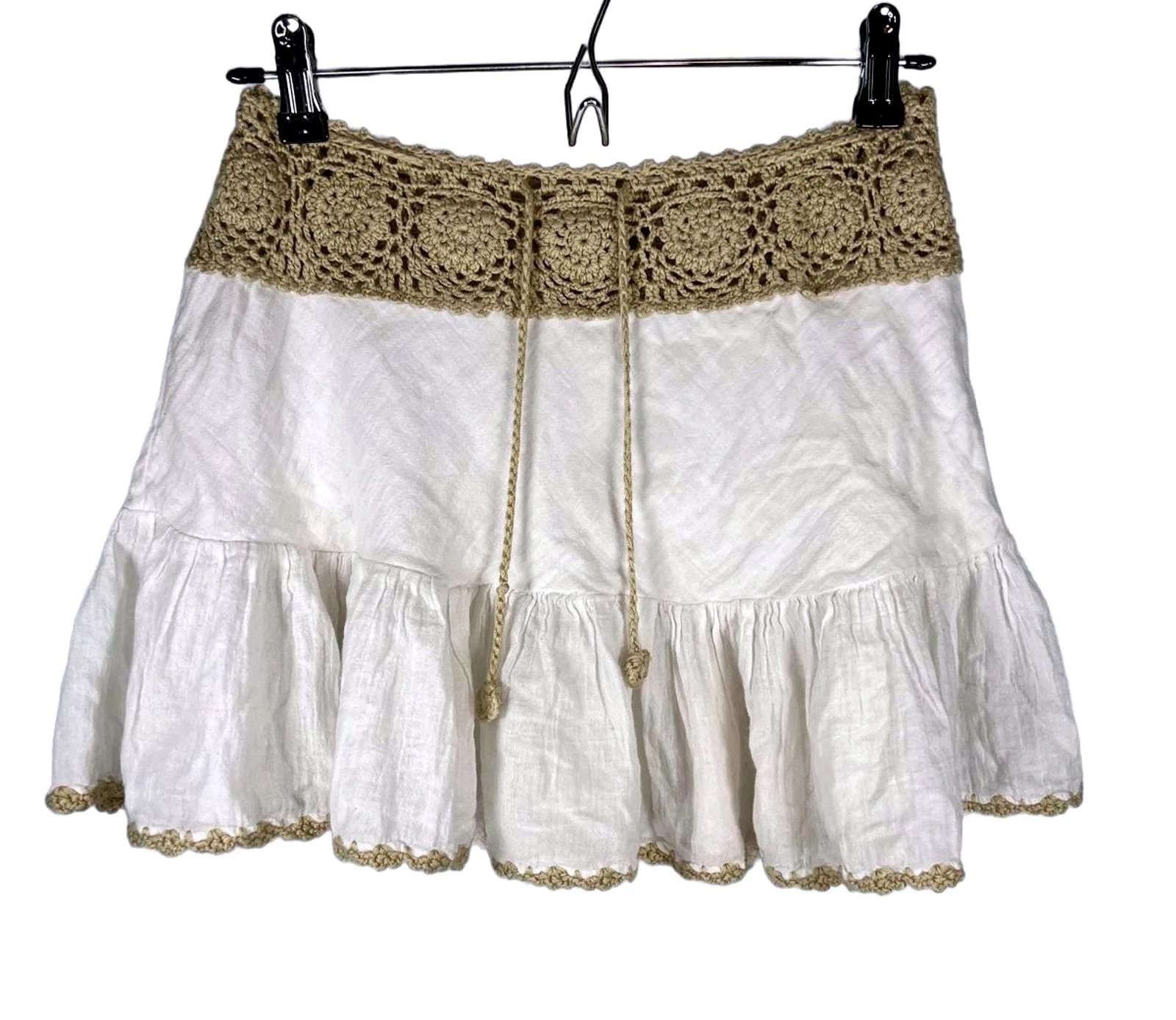 Y2K-Era Bohemian Style DOK FAI Crochet Waist Mini-resortwear