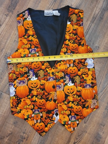 Vintage 90's Basic Editions Womens Halloween Vest Ghost Pumpkin Bear Boo Size Sm - Picture 3 of 4