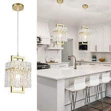 Pendant Light Chandelier Gold Crystal Glass Fixture for Kitchen Island