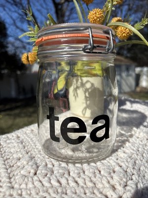 Triomphe France Glass Tea Jar 3/4 L Canister Wire Bail Lid Lock 5.5'' Vintage