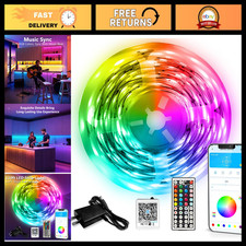 RGB LED Strip Lights 110ft, Music Sync, Smart App Control, Color Changing, Flexi