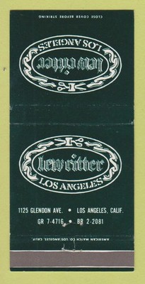 Matchbook Cover - Lew Ritter Los Angeles CA Men's Clothes 30 Strike