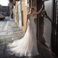 Tulle A-Line Wedding Dress Sweetheart Neck Off The Shoulder Applique Bride Gowns
