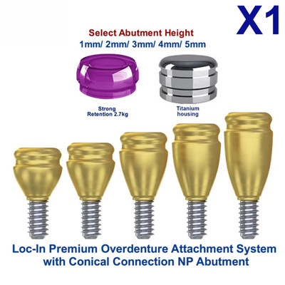 1x Set Abut ment Straight Conical Loc-In Attachment Abut ment NP Strong Cap