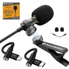 PowerDeWise Professional Grade Lavalier Clip On Mini Microphone, Black