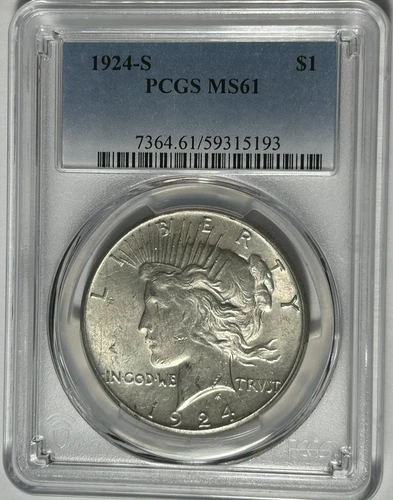1924 S PEACE DOLLAR PCGS MS 61