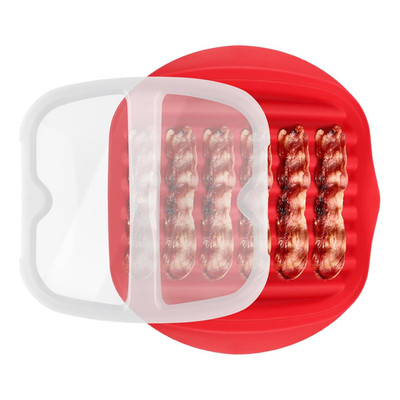 Microwave Bacon Tray, Microwavable Bacon Grill with Splatter Lid, Make Crispy Po