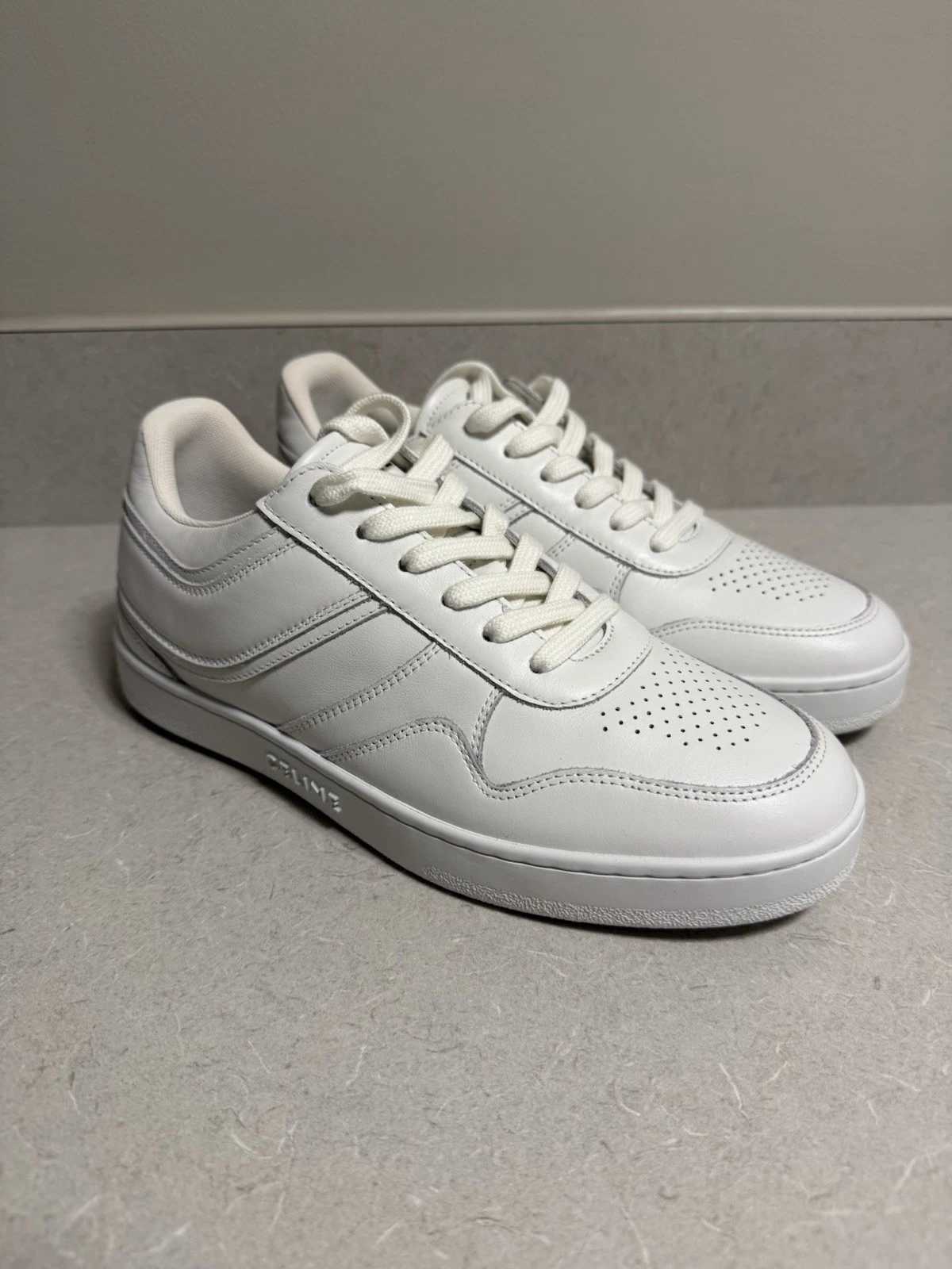 Celine — BNWT AUTH CELINE TRAINER LOW LACE-UP SNEAKER IN CALFSKIN OPTIC WHITE, SIZE 38