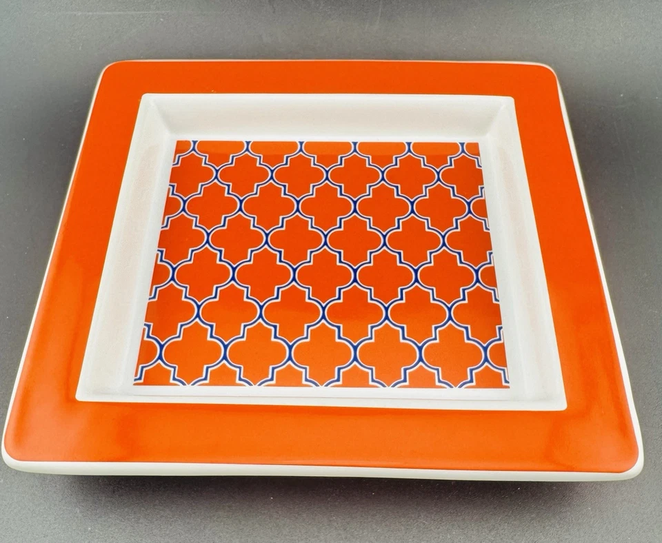 Plato de decoración de acento de mesa estilo retro naranja rectangular plato de baratija 7"x6,5" Foto 2 de 4