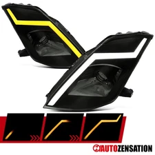 Sequential LED Fit 2003-2005 350Z Z33 Fairlady Black Smoke Projector Headlights