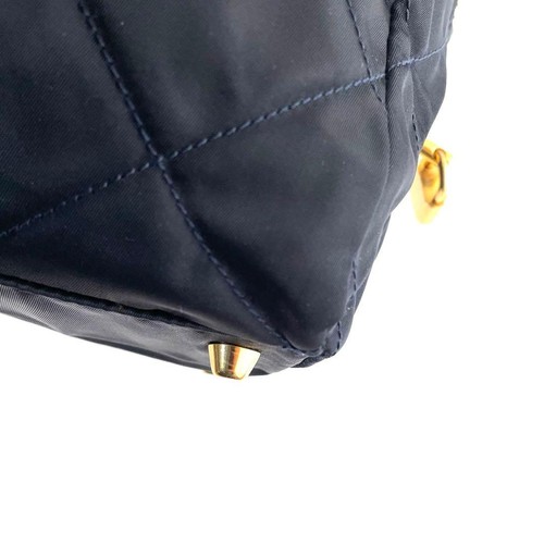 Prada Quilted Nylon Saffiano Leather Mini Bag Dark Navy Chain Strap - Picture 10 of 19