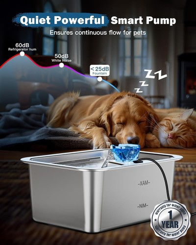 Fuente de agua automática para perros de 3 galones - acero inoxidable con filtración de 7 capas - Imagen 8 de 10