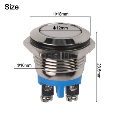 Metal Push Button Switch Latching Fixed Electric On Off Power LED Light 12V