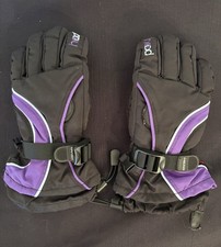 HEAD Youth Medium Winter Ski Gloves   Black Purple Insulated Waterproof Snow