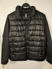 Avia Womens Black Hybrid Puffer Jacket Mixed Media Quilted Full Zip XXL 20