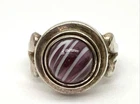 9.71g KAMELEON Vtg Sterling Silver Glass Dome Ring Sz 8