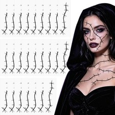 25 Sheets Halloween Stitches Temporary Tattoos Fake Scar Stickers Waterproof