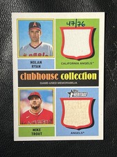 NOLAN RYAN MIKE TROUT 2025 Topps Heritage Clubhouse Collection Dual Relic 47/76