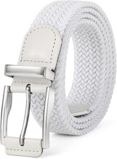 Men Braided Belt Stretchy Elastic Woven Jeans Belt 1 3/8 No Buckle Adjustable