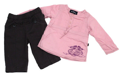 Villa Happ 2tlg Kombi Hose Tunika Bluse Mädchen Gr. 68 anthrazit altrosa