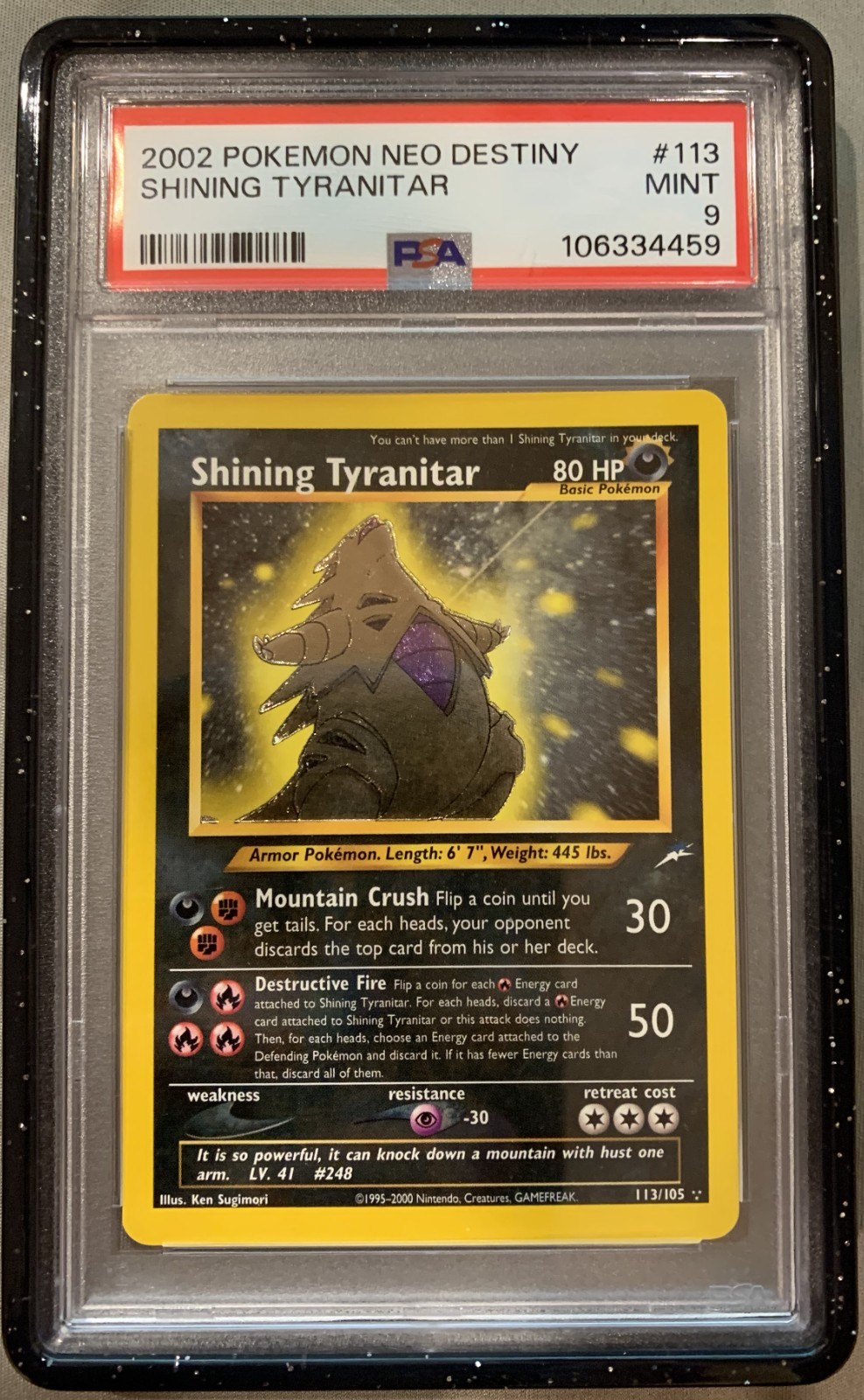 2002 POKEMON NEO DESTINY #113 SHINING TYRANITAR PSA 9 MINT
