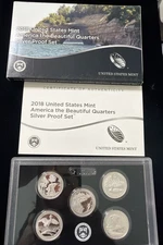 2018-S AMERICA THE BEAUTIFUL PARK QUARTER SILVER PROOF SET!! WITH BOX AND COA!!