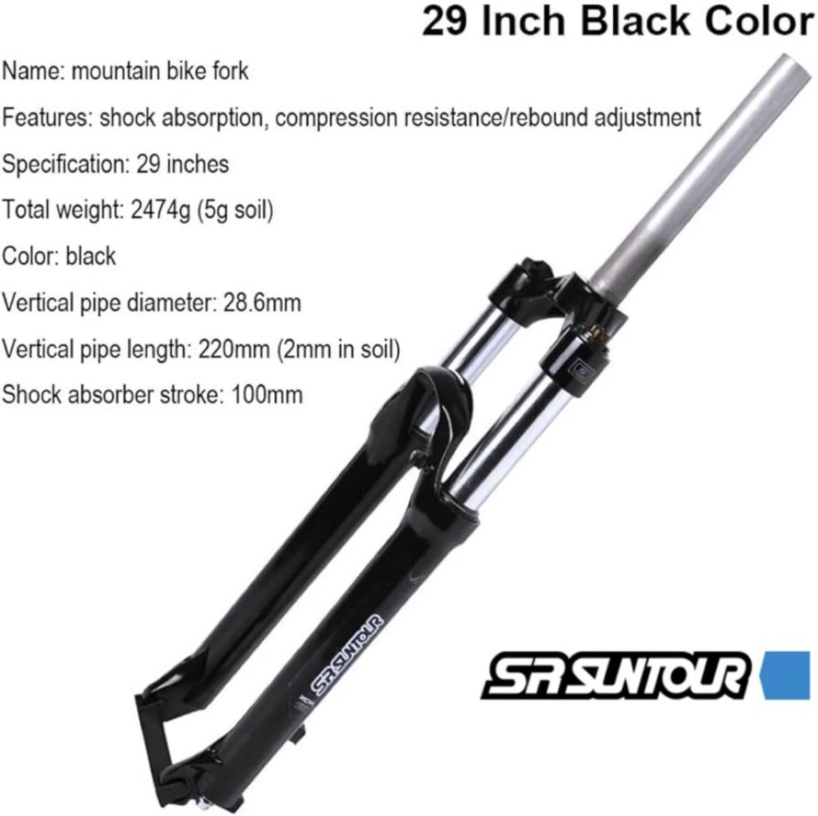 Suspensión Tapered Boost MTB Suntour Xcm 34 de 100 mm, 110 x 15 mm