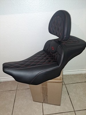 Saddlemen Roadsofa Seat Extended Reach Lattice Stitch Red Stitch 823-07-184B4 