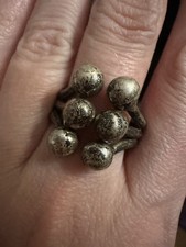 TAXCO.MEXICO 925 STERLING SILVER MODERNIST 6 bead ball CLUSTER RING BRUTALIST