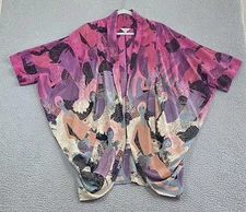 Citron Santa Monica Jacket Womens Size XL 100% Silk Cocoon Kimono Art-to-Wear