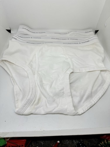 3 Herren Slips Round Tree & York Größe 34 Large weiß Unterwäsche 100% Baumwolle