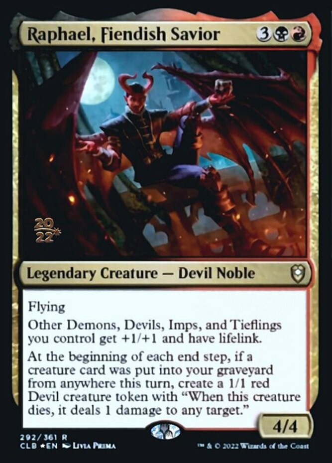 1x Raphael, Fiendish Savior - Foil - Prerelease Promo Light Play, English Prerel