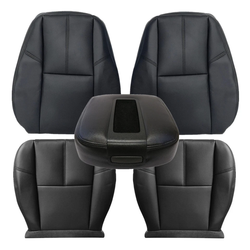 Both Side Bottom&Lean Back Leather Seat Cover Black For Chevy Suburban 2007-2014 - Image 4 of 4