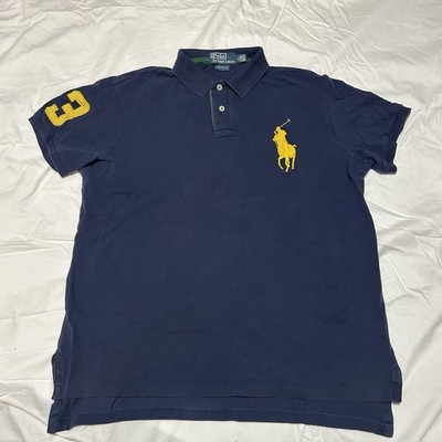 Polo Ralph Lauren ビックポニー Polo Ralph Lauren Blue Yellow Big Pony Logo Polo Shirt #3 Short