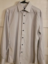 David Donahue Men's Size 16 34/35 Trim Fit Long Sleeve Button-Front Shirt