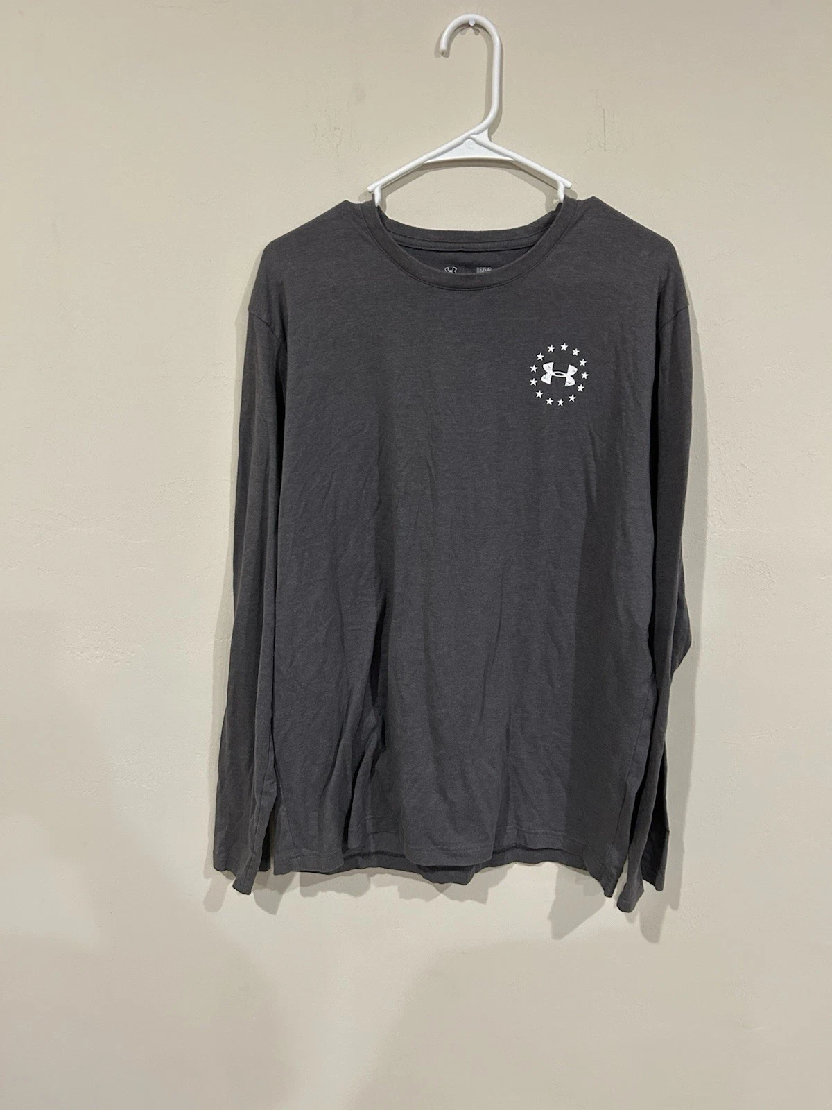 Under Armour Freedom Threadborne Long Sleeve T Shirt Mens L Gray HeatGear Loose