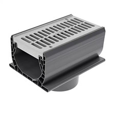 7 In. Spee-D Channel Drain with Grate and 3 In. and 4 In. Bottom Outlet