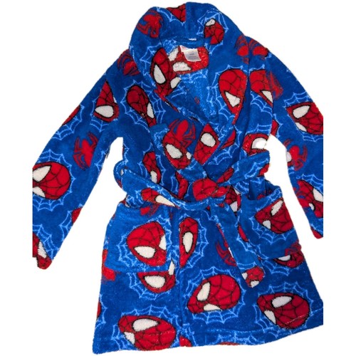Toddler Boys Spider-Man Fleece Bath Robe W/ Belt And Pockets Size XS 4 - Picture 7 of 7