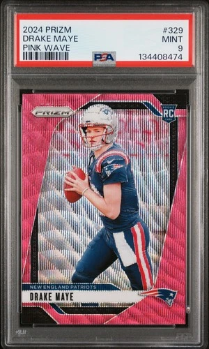 2024 PANINI PRIZM PINK WAVE #329 DRAKE MAYE ROOKIE RC PSA 9