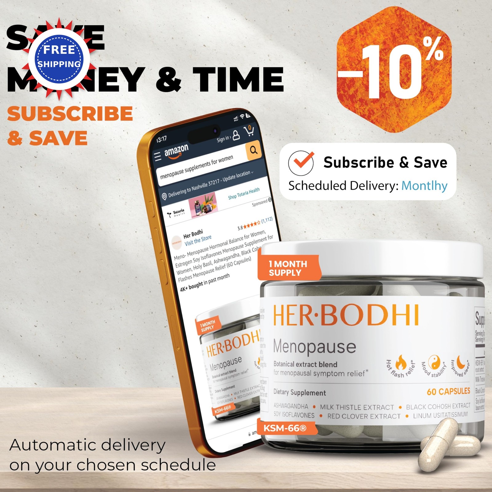 Menopause Supplement Hormonal Balance Women Estrogen Soy Isoflavones 120Caps thumbnail 2