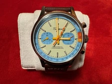 Sugess Pilot Mechanical Chronograph – ST19 Swan Neck Movement, Light Blue