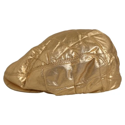 Chapeau DOLCE & GABBANA homme doré large matelassé Newsboy Capello taille 59 ... - Photo 1/4