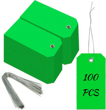 100 Pieces Plastic Shipping Tags with Reinforced Wire Blank Heavy Duty Shipping