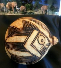 AFRICAN GOURD SHAKER RATTLE SHEKERE ASLATUA CALABASH TRIBAL RYTHUM KEEPER UNIQUE