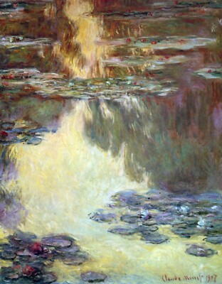 Water lilies, water landscape #6 by Claude Monet Giclee Repro on Canvas