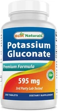 Best Naturals Potassium Gluconate 595 mg 250 Tablets 