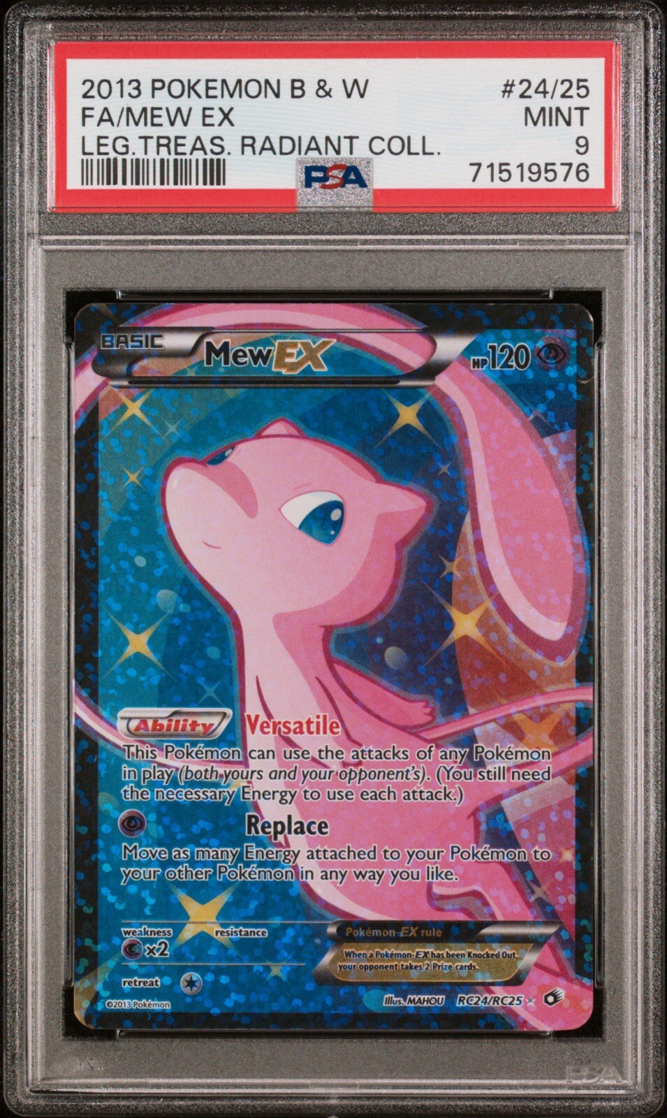 2013 Pokemon Black & White Full Art Mew EX Radiant Collection #24 FA Legendary
