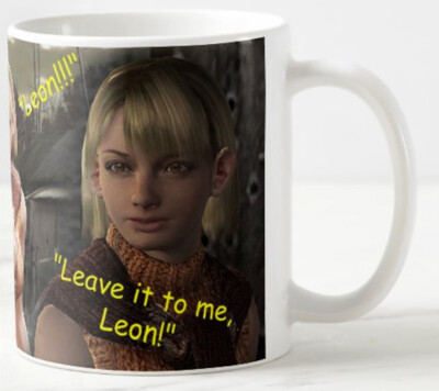 Ashley Graham Resident Evil 4, Help me Leon Kaffeetasse lustige Zitate Biohazard
