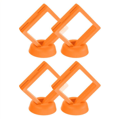 4 Pcs 3D Floating Display Case, 2.76 x 2.76 x 0.8 Inch, Orange Color - Afbeelding 1 van 6