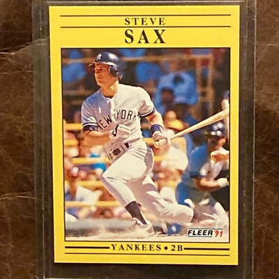 1991 Fleer Steve Sax Yankees 679 Missing “.” Error In USA On The